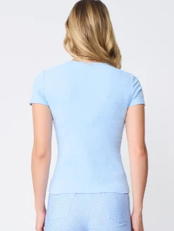 Allie Cap Sleeve Tee In Fernwood Geo Jacquard