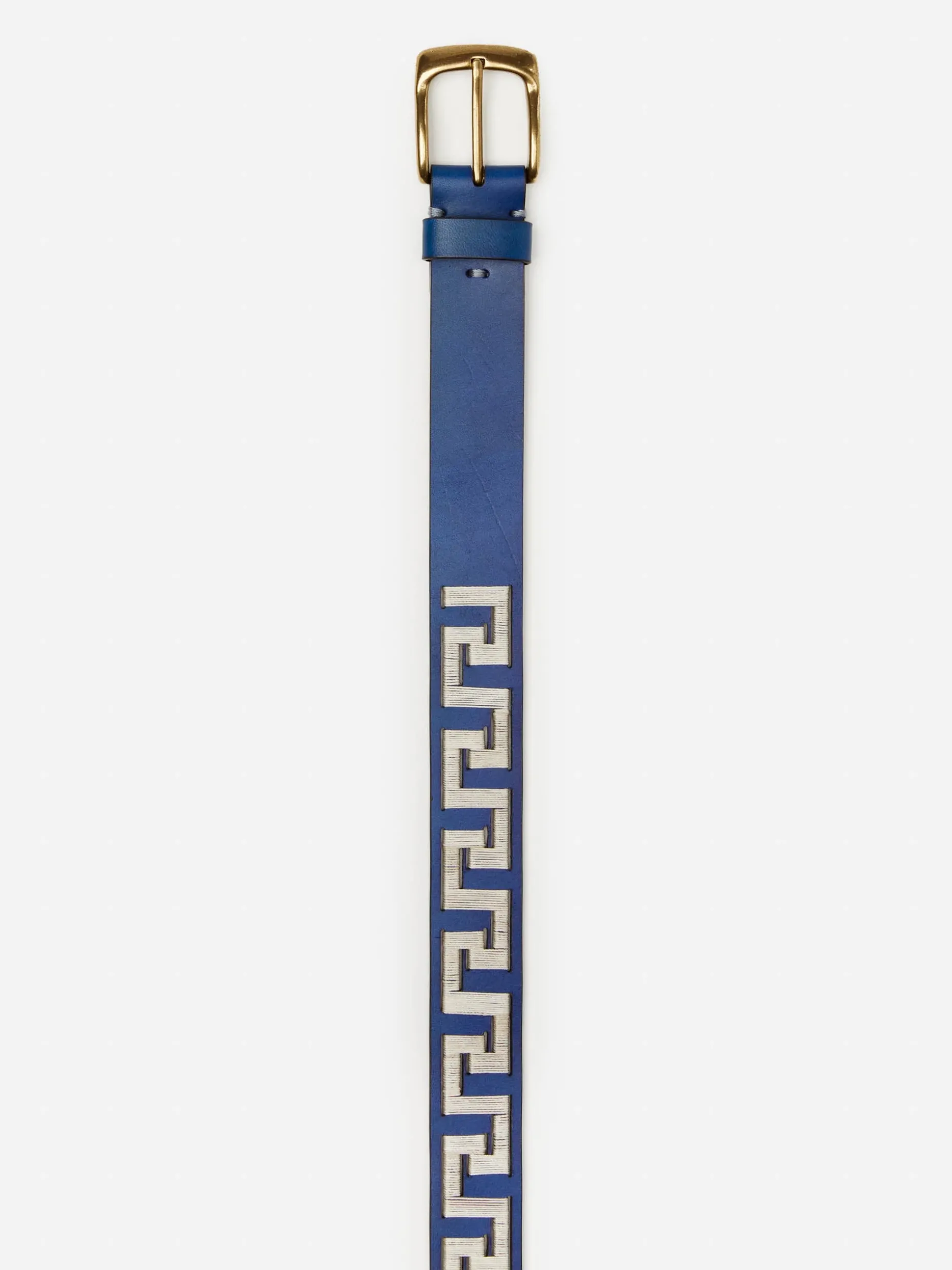Caerus Leather Belt In Greek Key