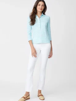 Court 3/4 Sleeve Polo In Stripe