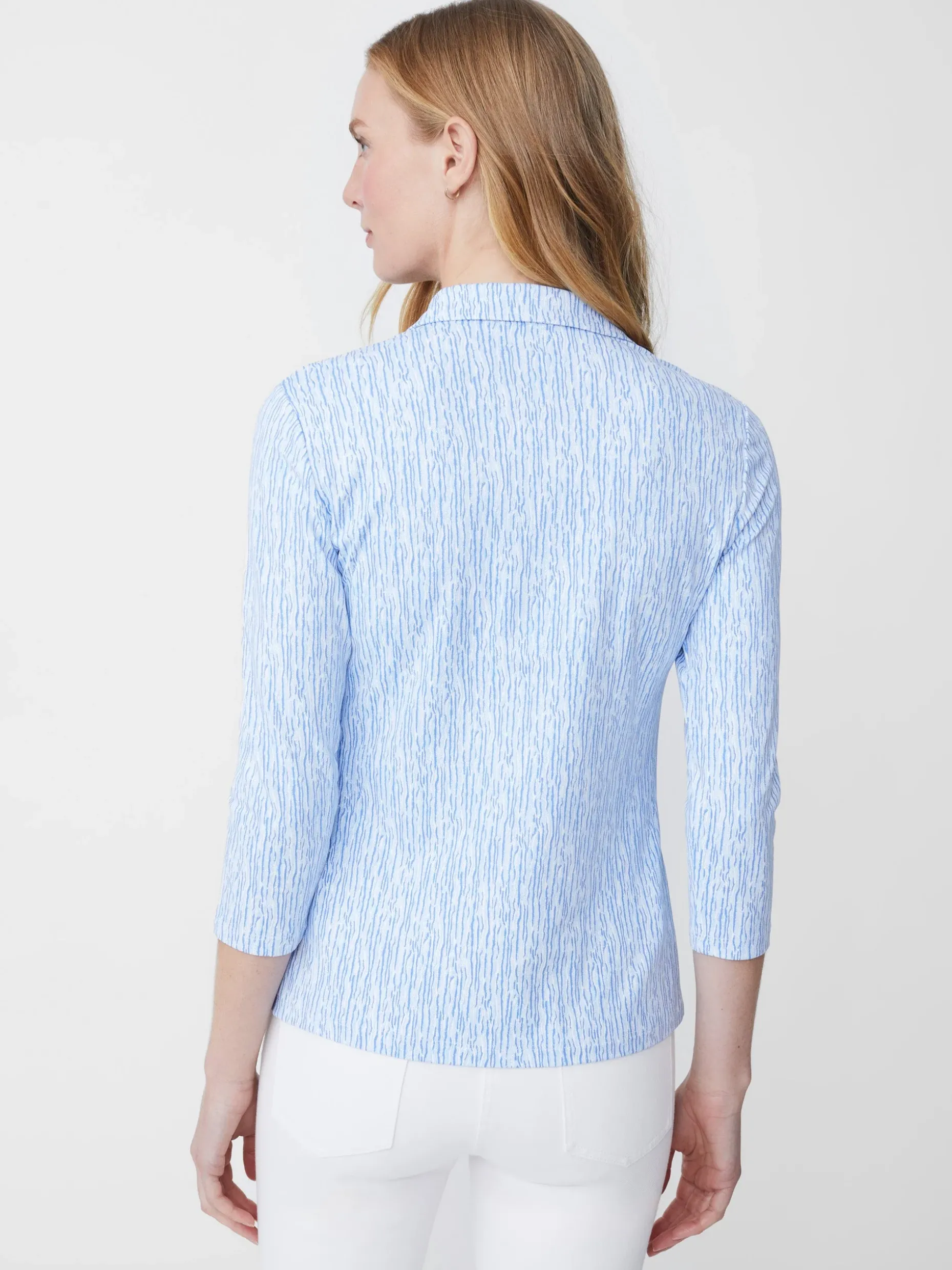 Court 3/4 Sleeve Polo In Textured Ridge