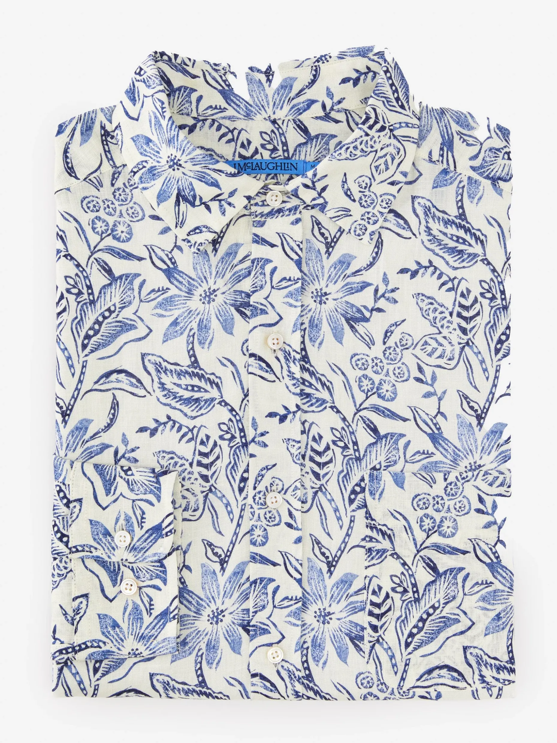Gramercy Classic Fit Linen Shirt In Indigo Flora