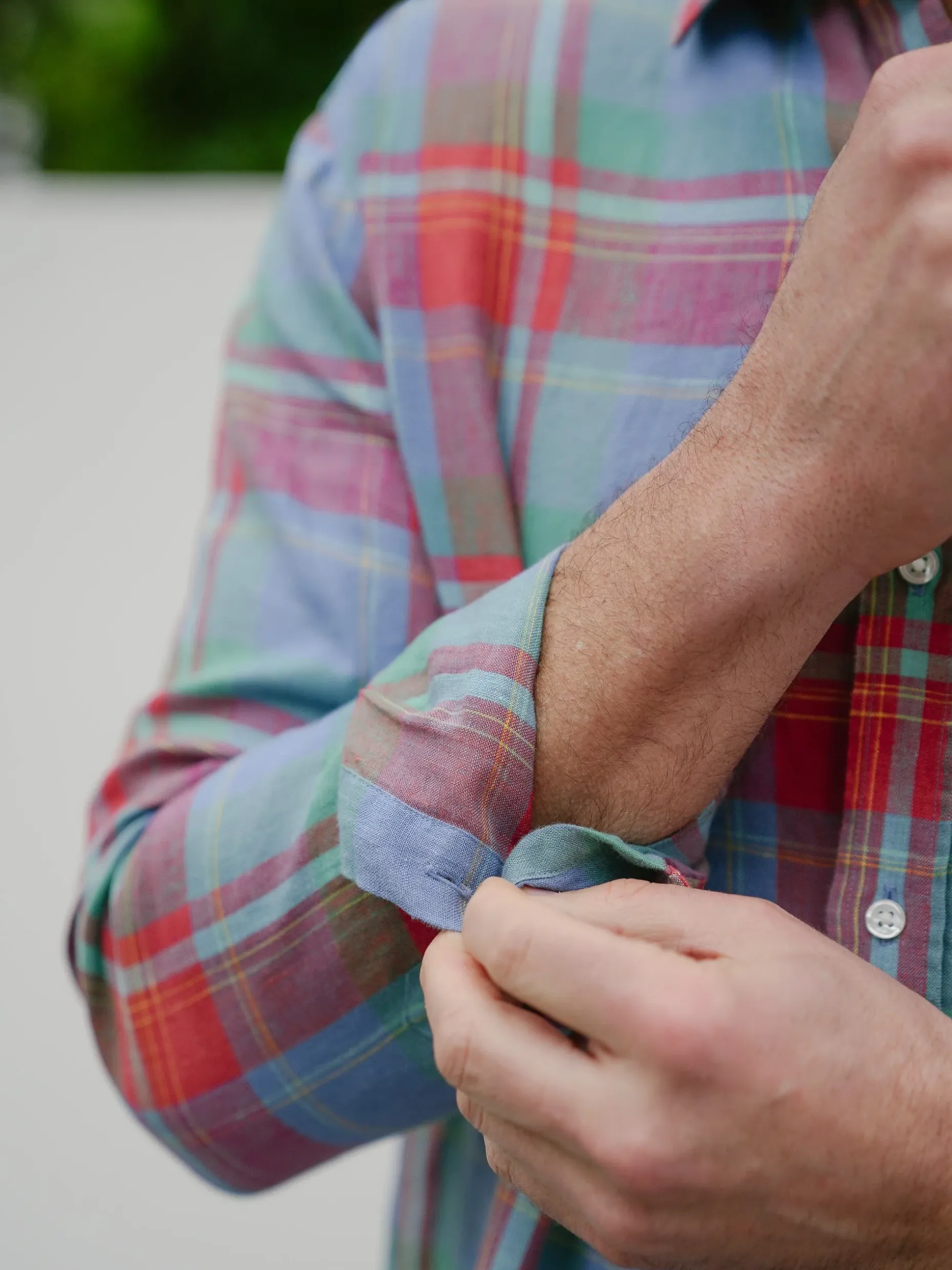 Gramercy Classic Fit Linen Shirt In Plaid