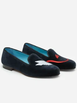 J.McL X Stubbs Wootton Embroidered Slippers In Naughty Nice
