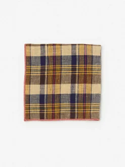 Linen Pocket Square In Plaid
