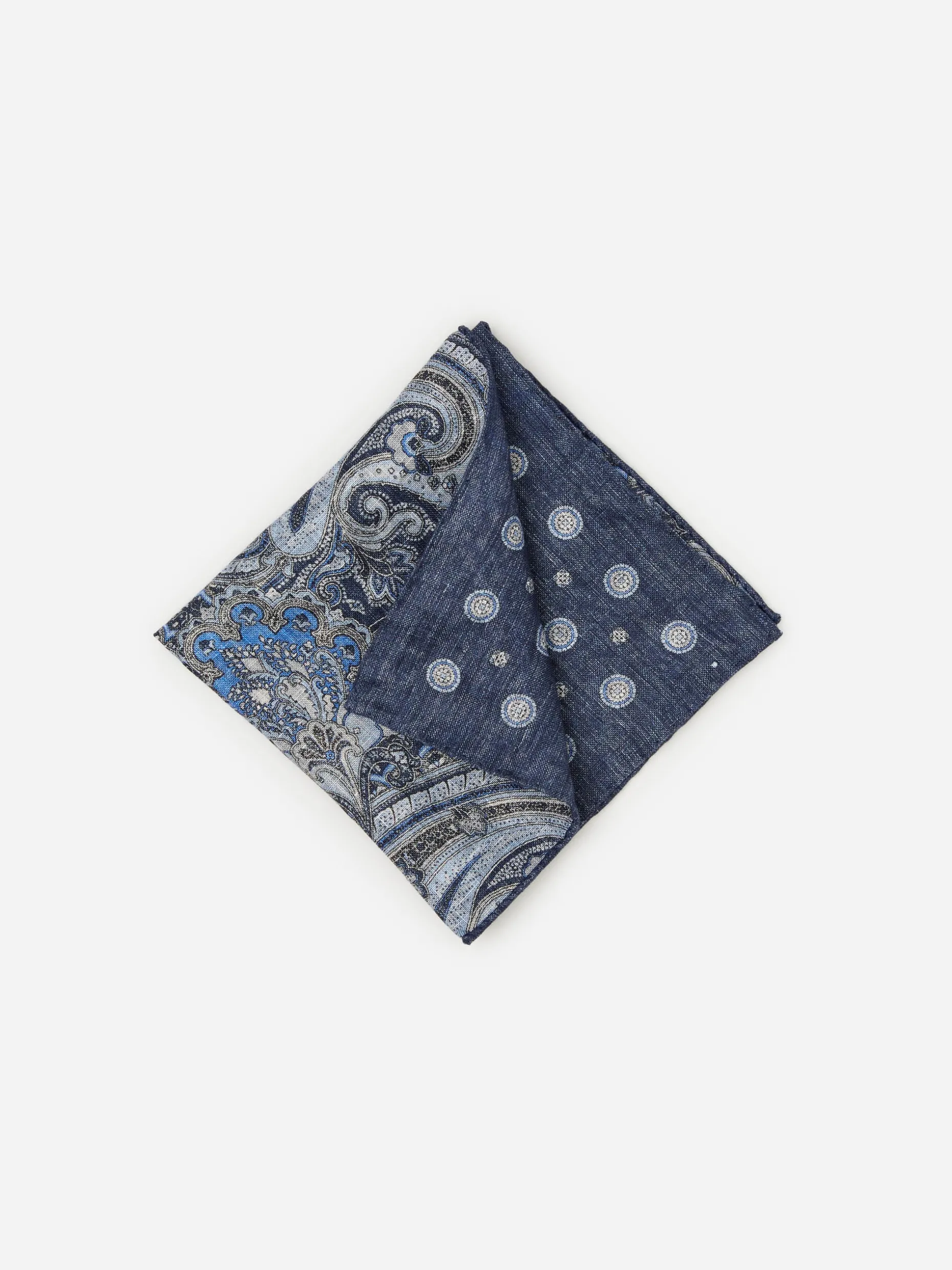Linen Pocket Square In Reverse Paisley