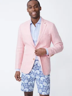 Lisbon Linen Blazer In Herringbone